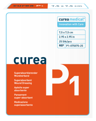 CUREA P1 superabsorb.Wundauflage 7,5x7,5 cm